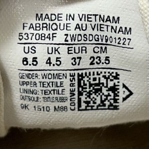 Converse Chuck Taylor All Star Shoreline 537084F Women’s Sz 6.5 White Shoes Used - Picture 11 of 11